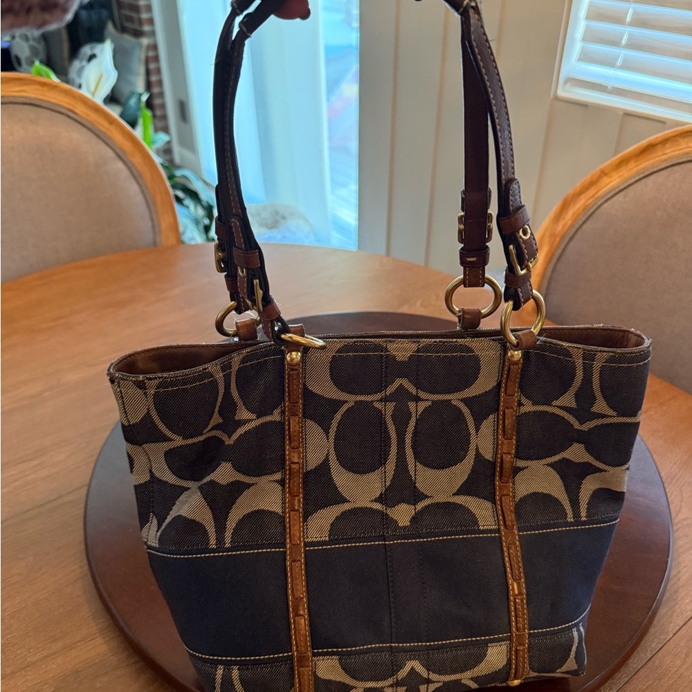 Coach Signature Canvas Tote Bag - Brown and Tan